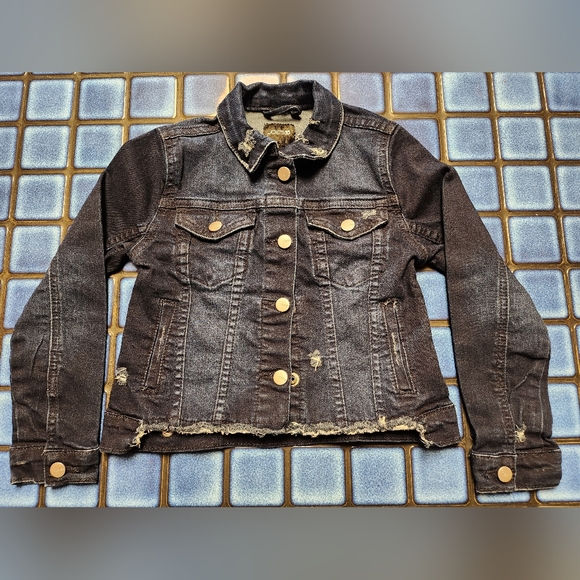 Joe's Jeans Distressed jean jacket GIRL size 5 snaps for closure USED - Picture 1 of 9